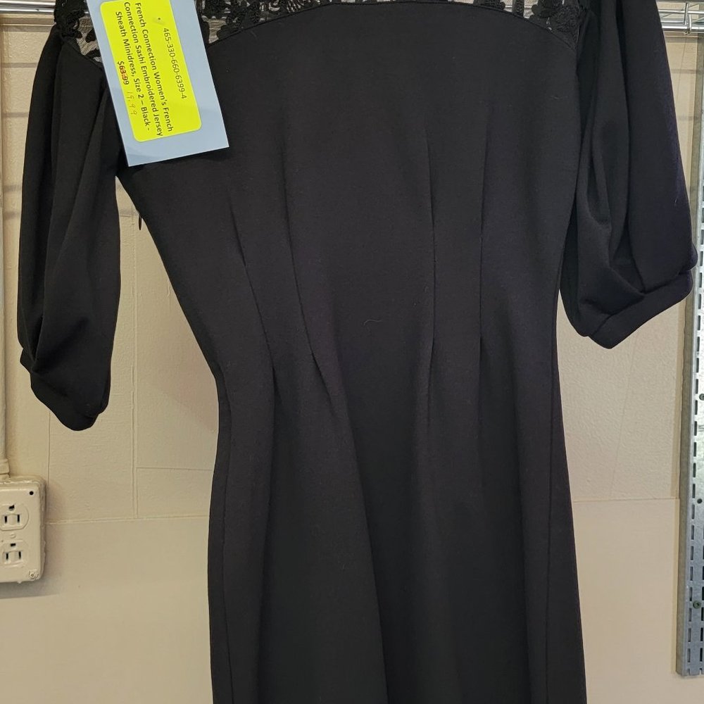 465 - Women's French Connection Sashi Embroidered Jersey Sheath Minidress, Size